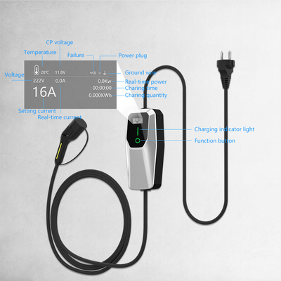 3.5kW 7kW 11kW Ev Carregador Ac Carregador portátil IP65 impermeável
