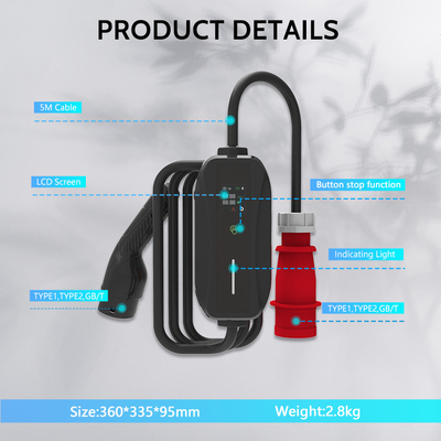 Carregador de veículos elétricos portátil de 11 kW 380 V 16 A