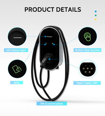22kw EV Wallbox Charger 3 Phase Tipo 2 32a Estação de Carregamento para Domicílio 380v Voltagem de Entrada