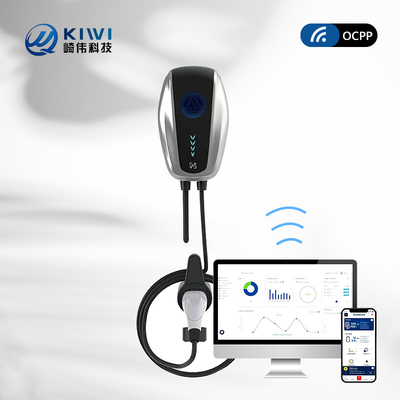 Estação de carregamento de veículos elétricos de tipo 2 de frequência de rede de 50Hz±10Hz com Kiwi Mini Ocpp 7kw Wall Box
