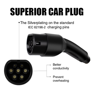 5m cabo de carregamento universal de veículos elétricos 16A-32A Tipo 1 a Tipo 2 cabo de carregamento de veículos elétricos
