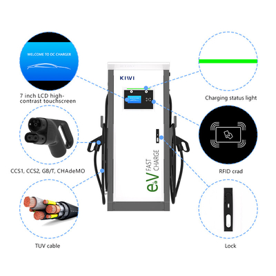 Hotéis Apartamentos 3 Fases Dual Smart DC Fast EV Charger com CCS1 CCS2 GB/T CHAdeMO Interface Standard