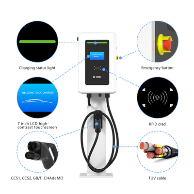 OEM Veículo Elétrico DC Carro Rápido Carregador de EV Público Wallbox 20kW 30kW 40kW Chademo CCS CCS2 2 Estações de Carregamento de EV de Arma Única